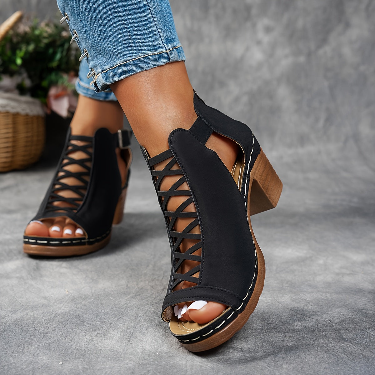 Selin | Sandalias tejidas con tacón
