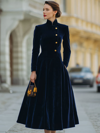 A-Line Dress with Gold Accents