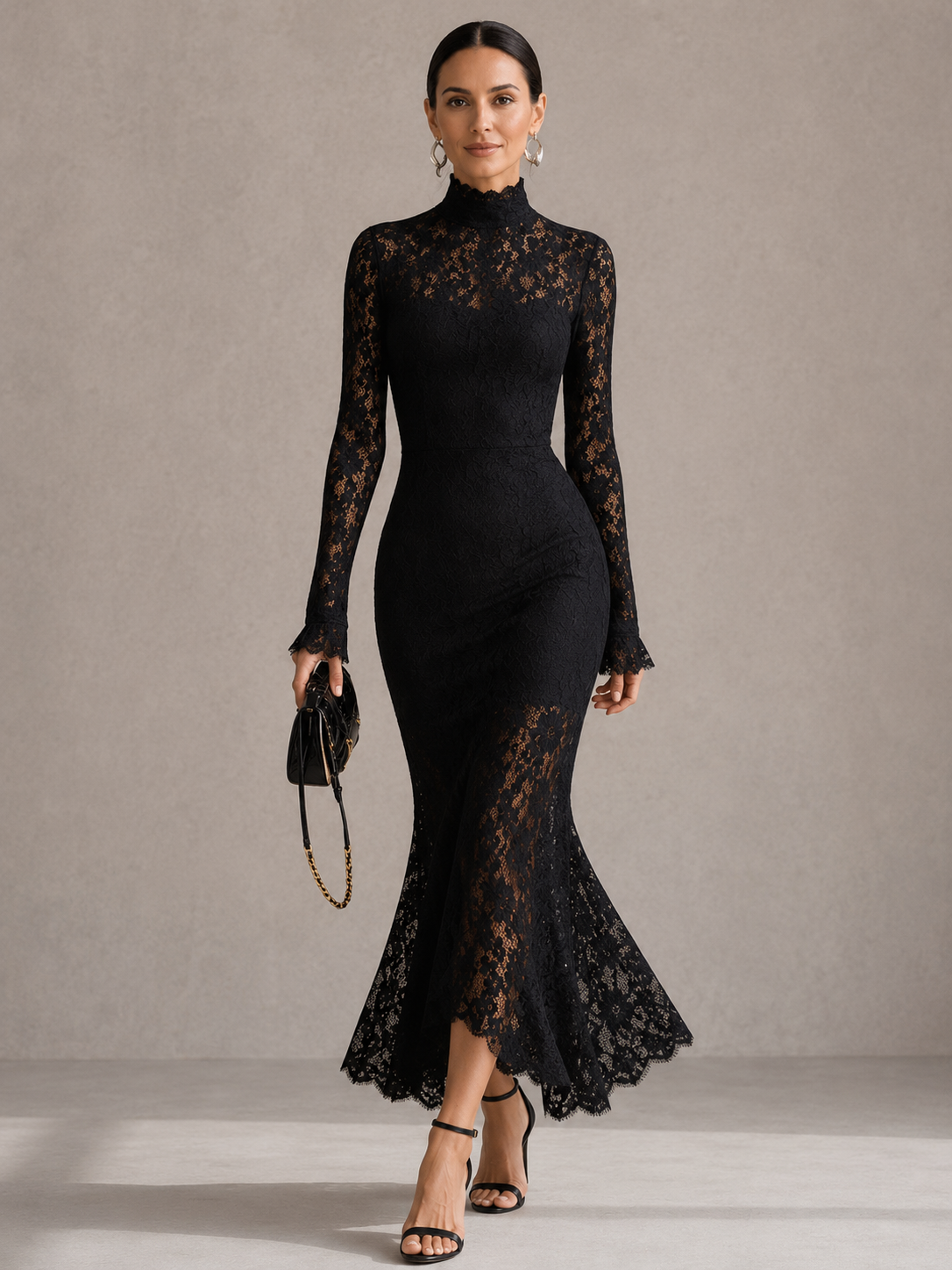 Julia | Long Black Lace Dress