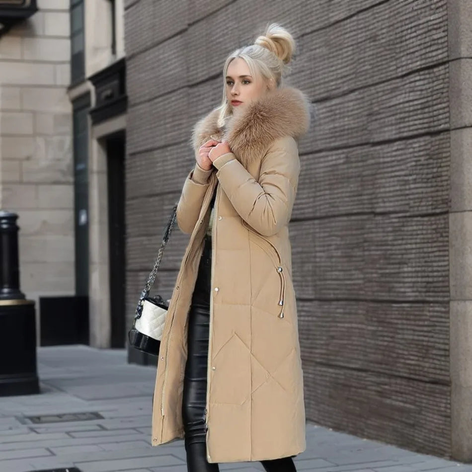 Women’s Winter Quilted Coat with Hood Trim