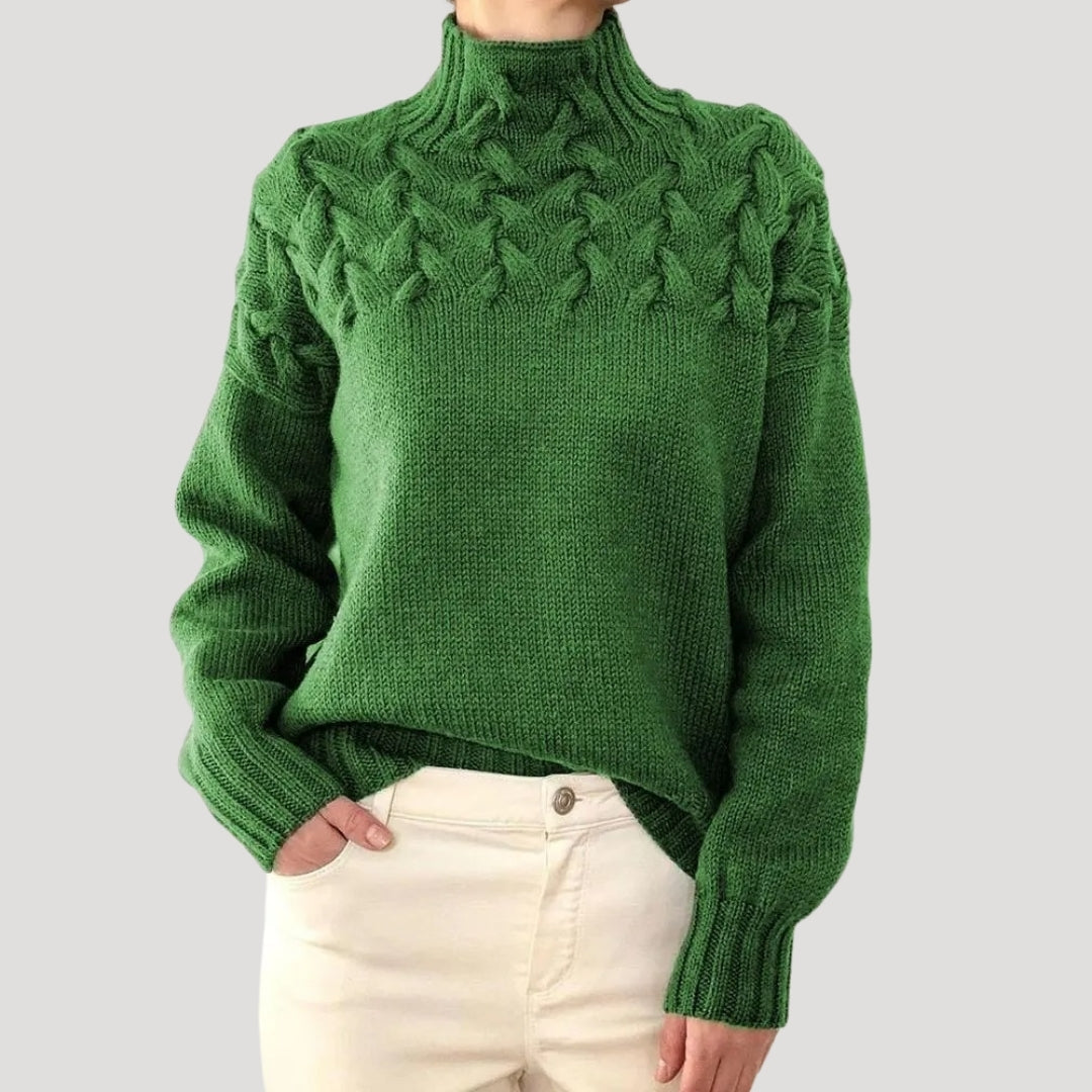 Women’s Spring Cable High-Neck Sweater