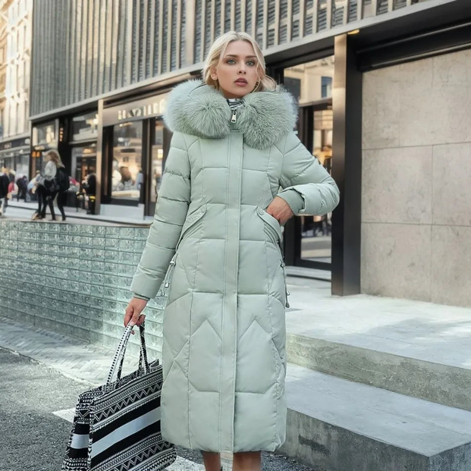 Women’s Winter Quilted Coat with Hood Trim