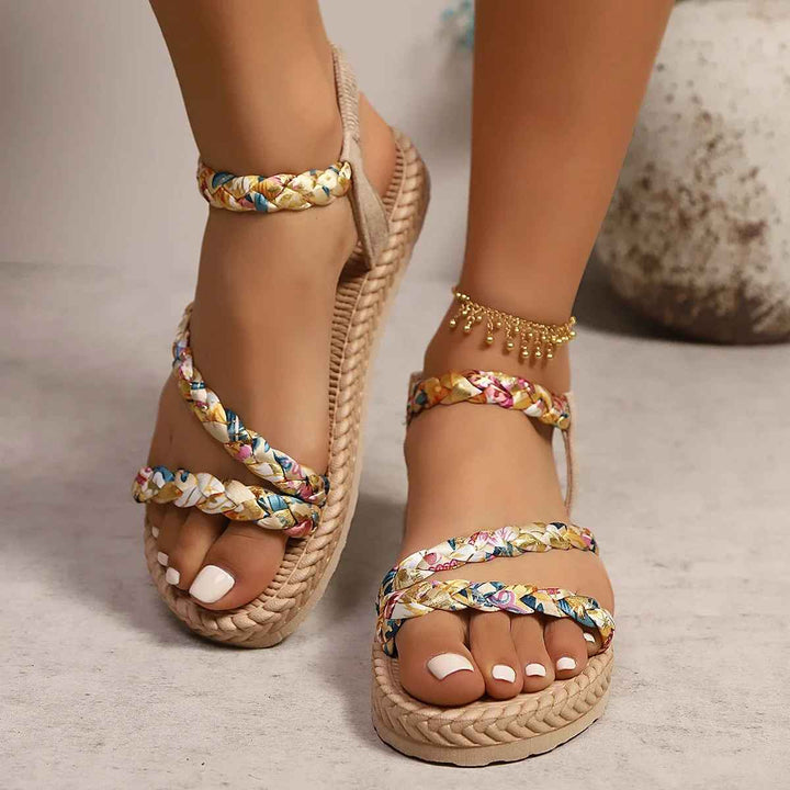 Floral Braided Flat Sandals