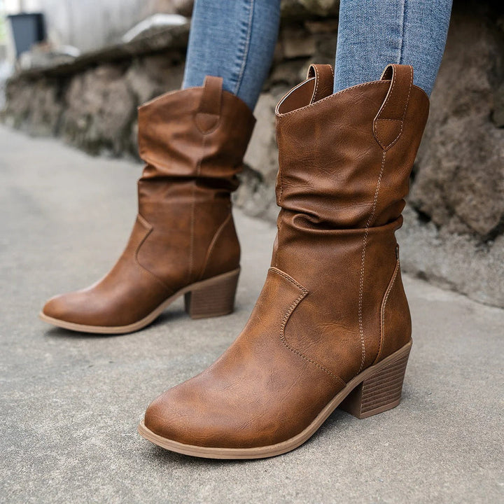 Women's Winter Cowboy-Inspired Heeled Boots