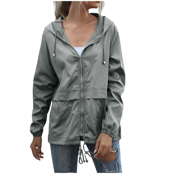 Women’s Casual Hooded Zip-Up Windbreaker Jacket