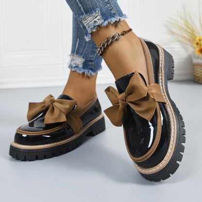 Lucente Bowknot Real Leather Loafers