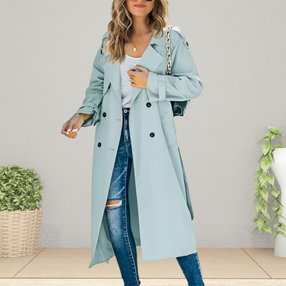 Women’s Stylish Double-Breasted Long Trench Coat