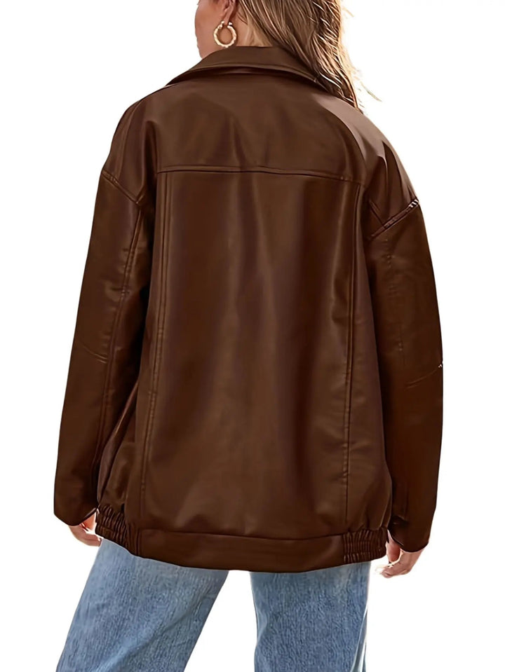 Women’s Classic Oversized Leather Bomber jacket