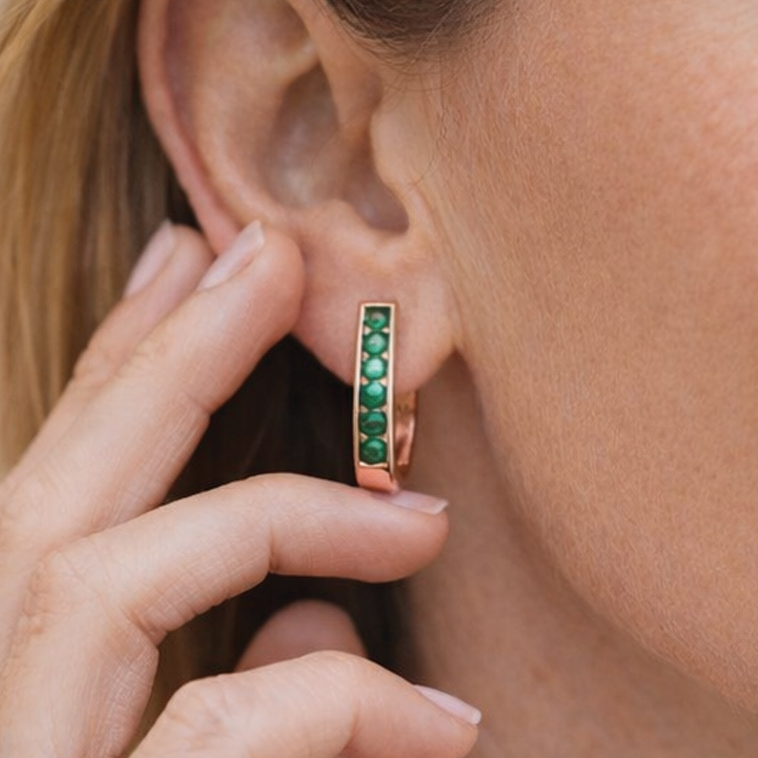 Emerald Hoop Earrings