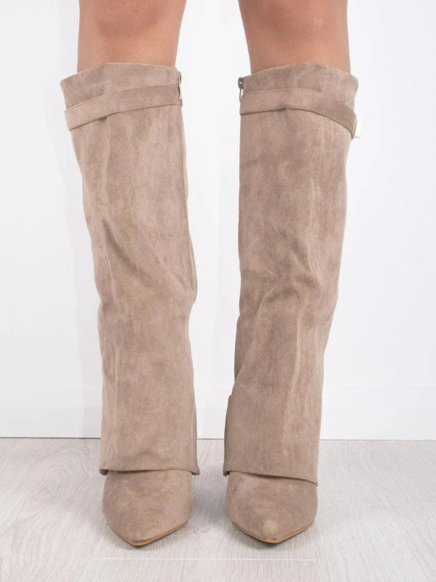 Women's Winter Zip-Up Slouchy High Heel Boots
