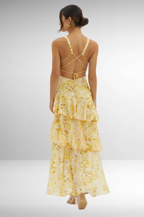 Women’s Elegant Floral Tiered Maxi Dress