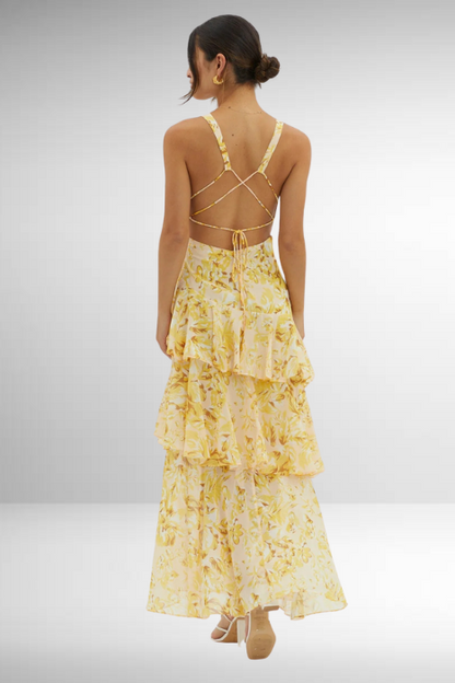 Women’s Elegant Floral Tiered Maxi Dress