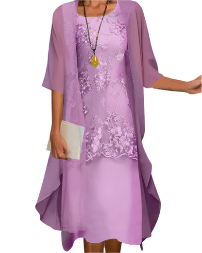 Women Flowing Sheer Sleeve Midi Dress