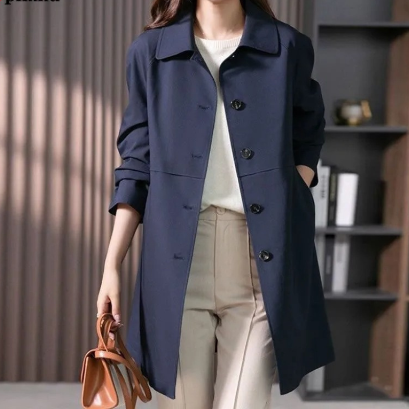 Women’s Casual Button Front Long Trench Coat