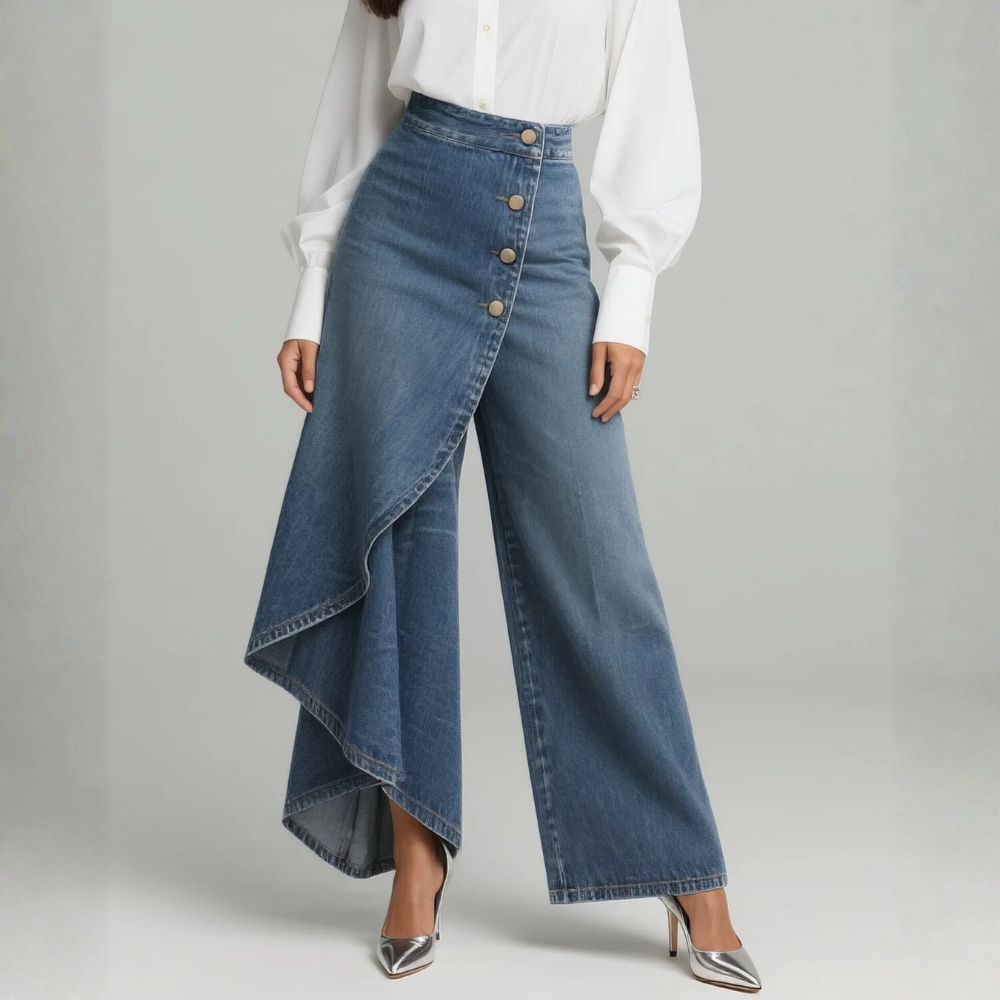 ROSSELLA | TIE-WAIST DENIM TROUSERS