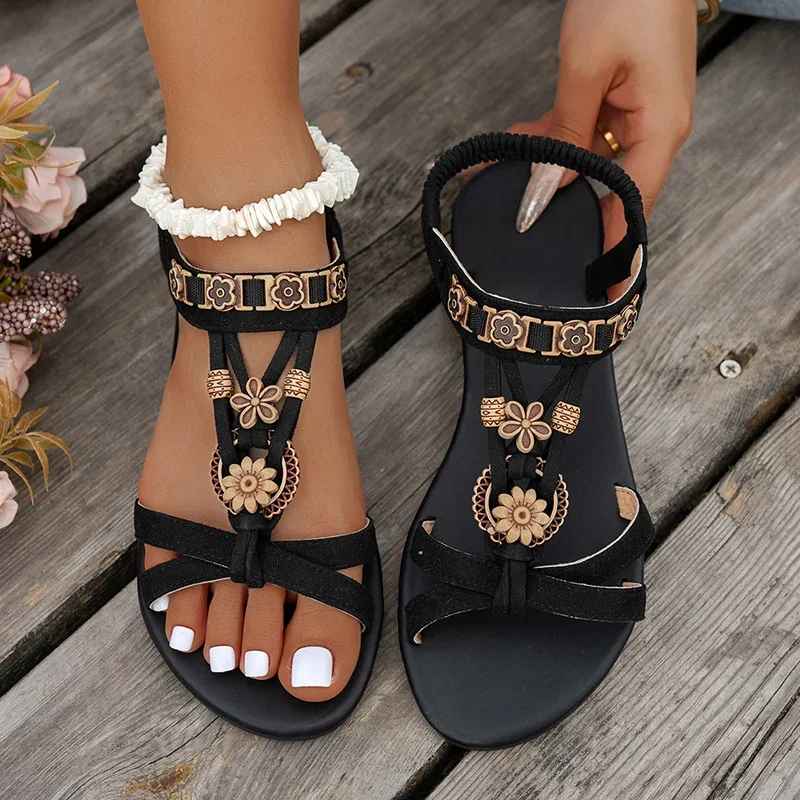 Flower Beaded Bohemian Sandals