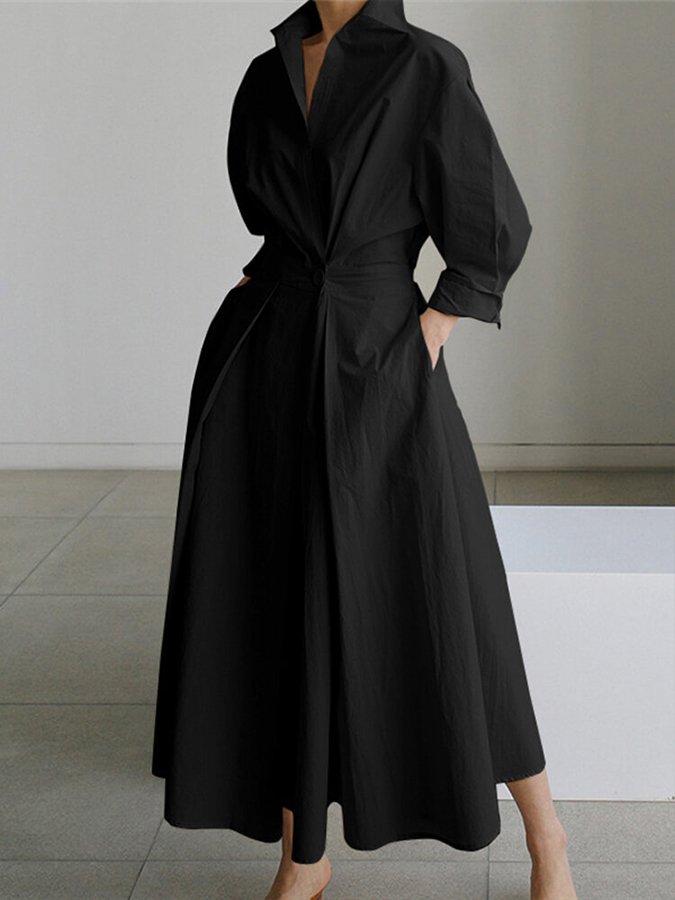 Maxivestido camisero entallado para mujer
