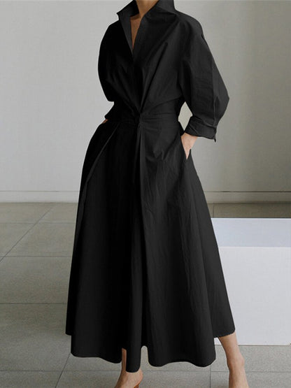 Maxivestido camisero entallado para mujer