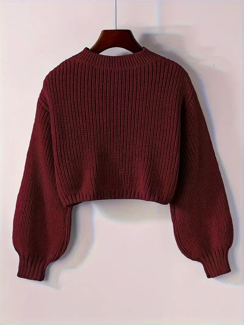 Women’s Winter Cropped Ribbed Knit Sweater