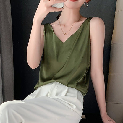 Women’s Classic Relaxed Fit Draped Satin Tanks