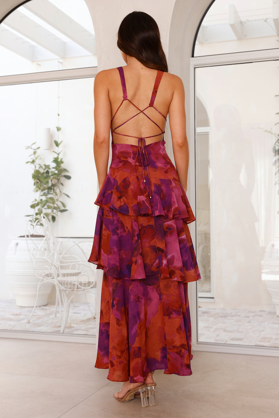 Women’s Elegant Floral Tiered Maxi Dress