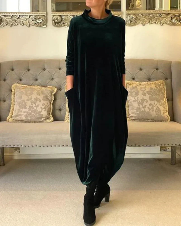 Maxivestido drapeado invernal holgado