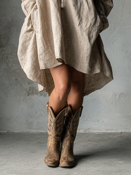 Women's Fashion Loose Cotton And Linen Button Lapel Mini Dress