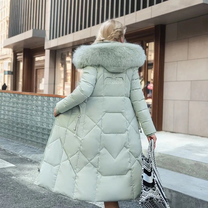 Women’s Winter Quilted Coat with Hood Trim