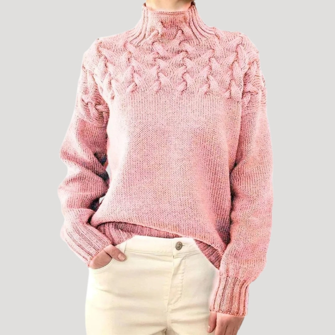 Women’s Spring Cable High-Neck Sweater