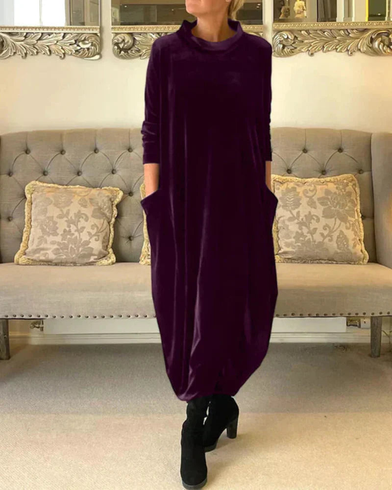 Maxivestido drapeado invernal holgado