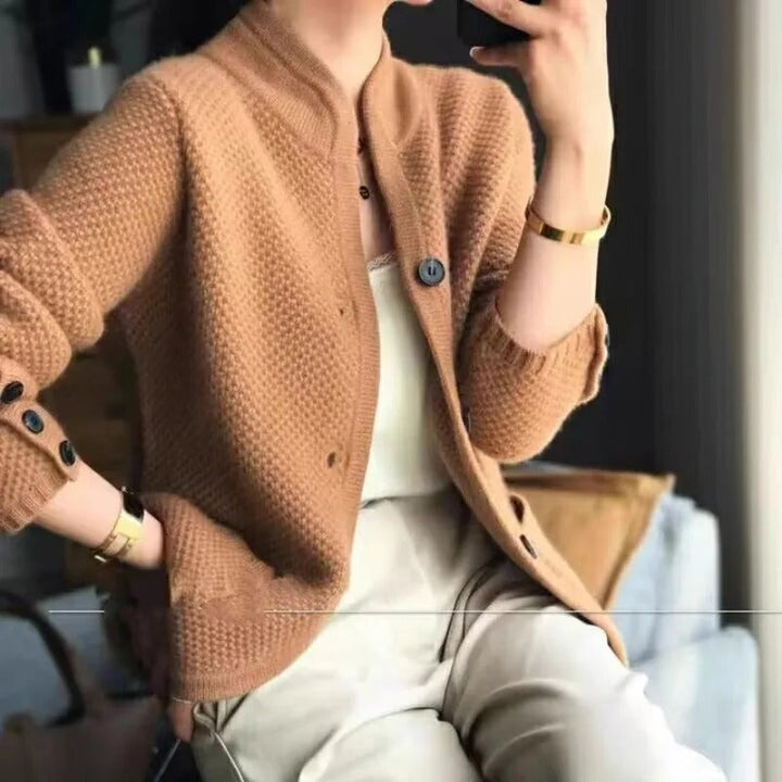 Women’s Cozy Open Pocket Knit Button Cardigan