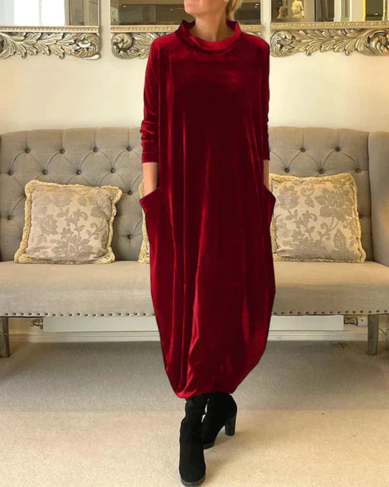Maxivestido drapeado invernal holgado