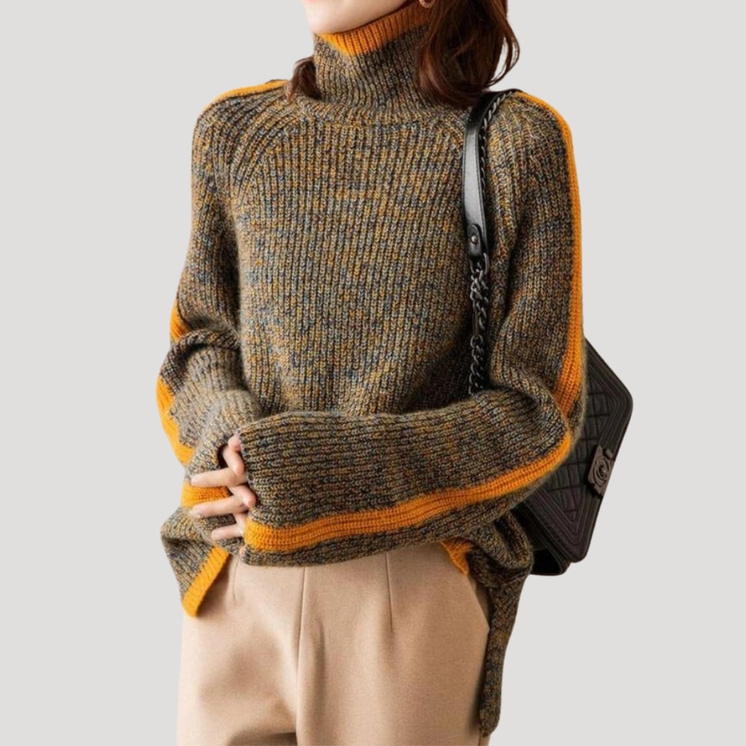 Women’s Spring Ribbed Turtleneck Knit Sweater