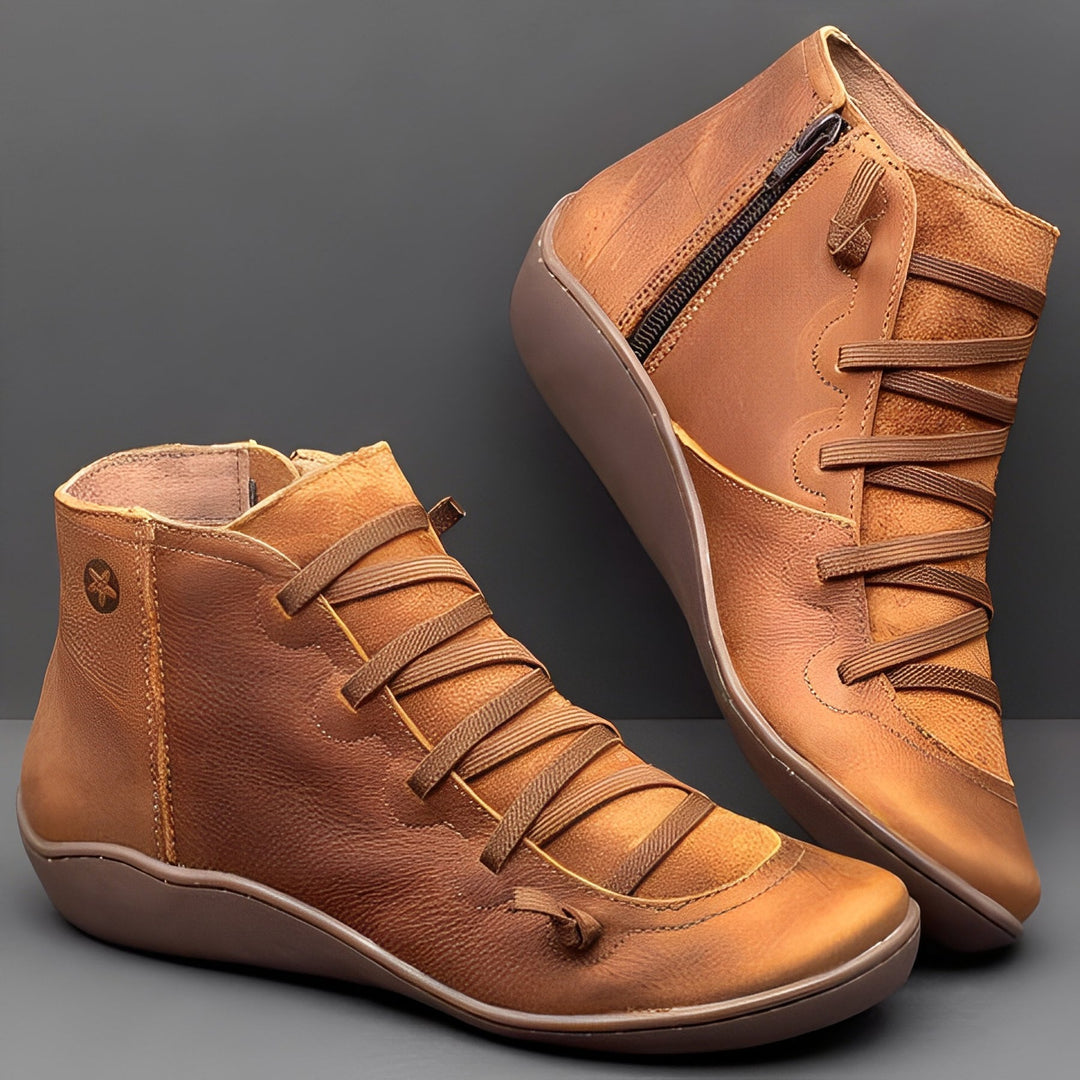 Botines de mujer con cordones y cremallera