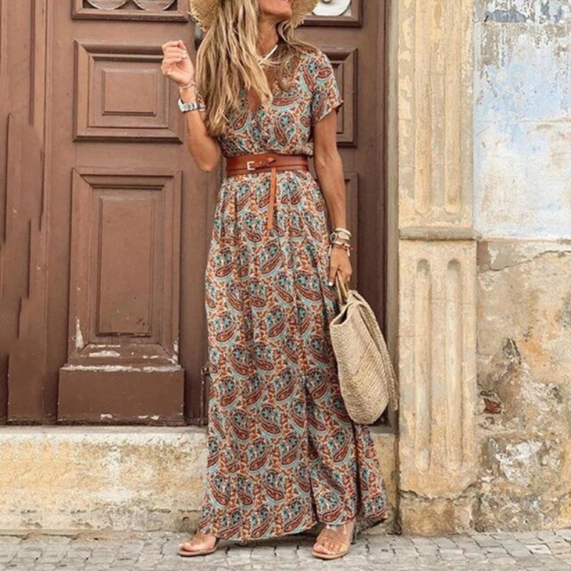 Women’s V-Neck Short Sleeve Maxi Dress
