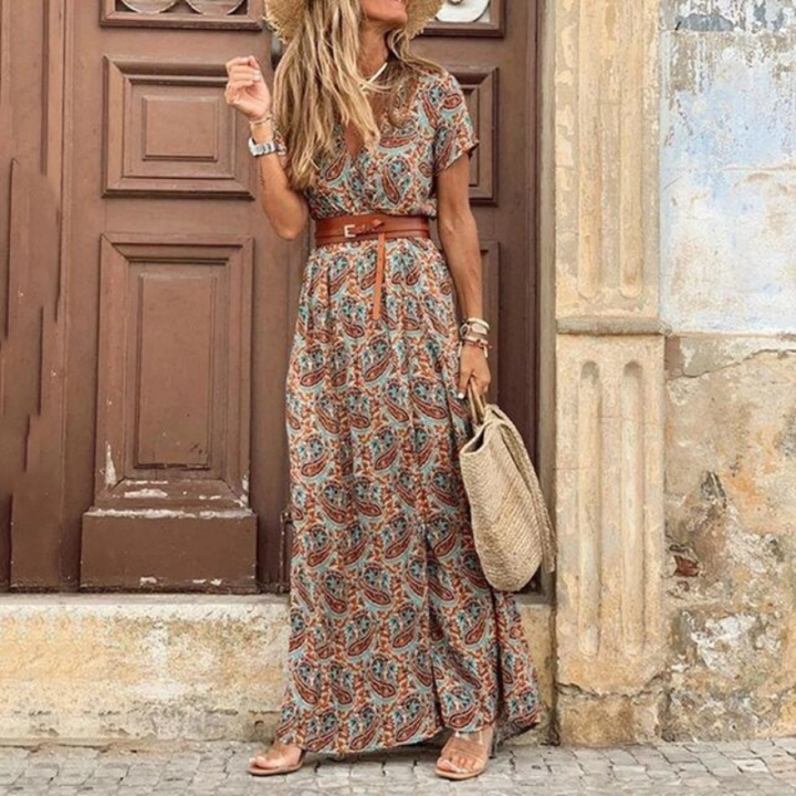 Women’s V-Neck Short Sleeve Maxi Dress