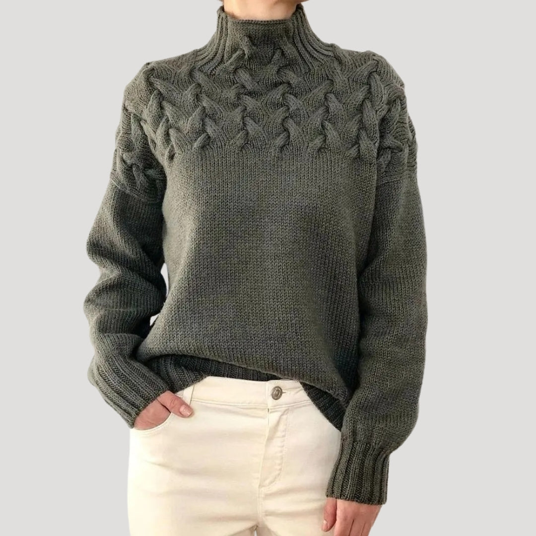 Women’s Spring Cable High-Neck Sweater