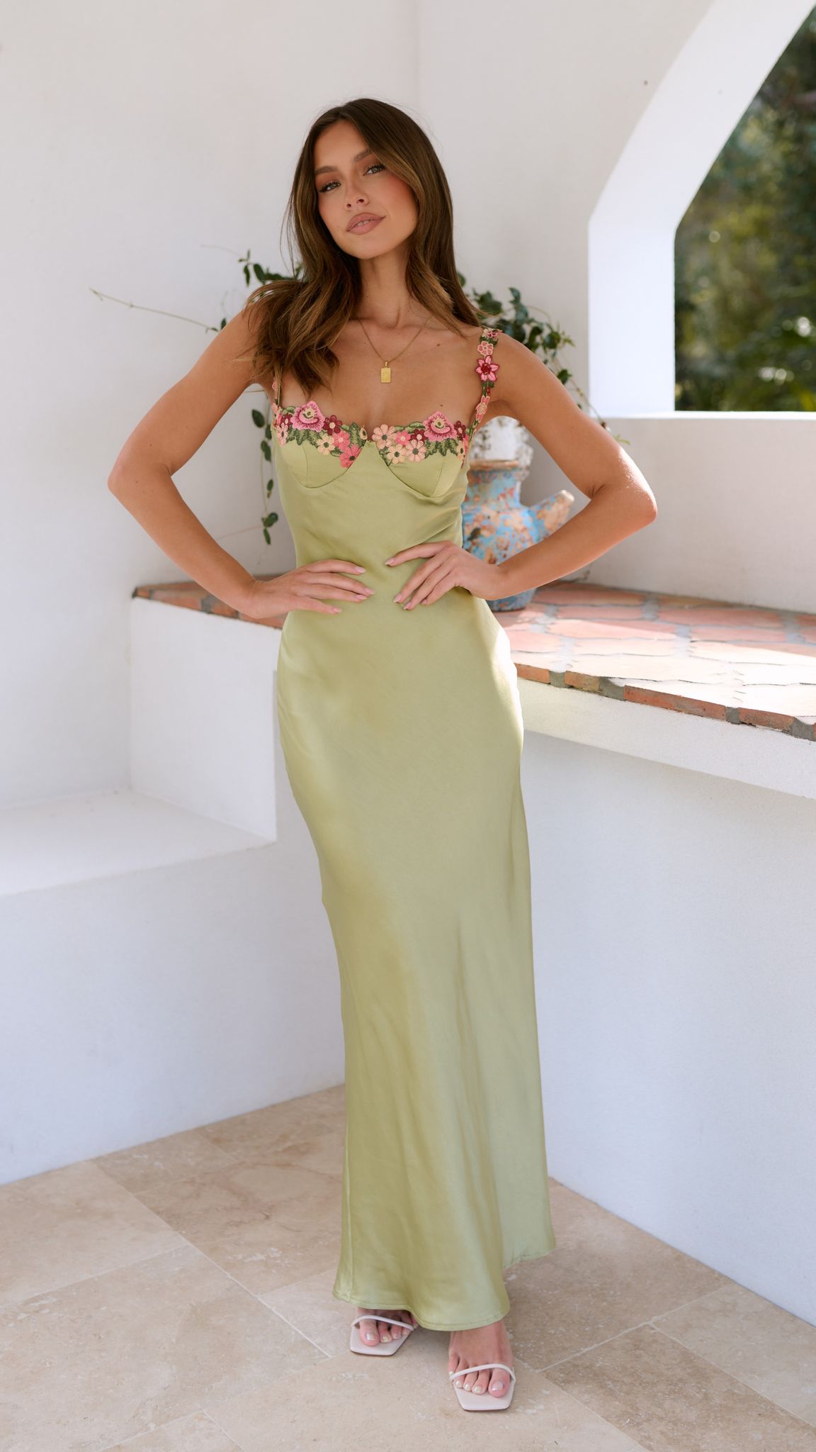Floral Strap Slim Maxi Dress