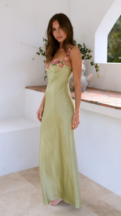 Floral Strap Slim Maxi Dress