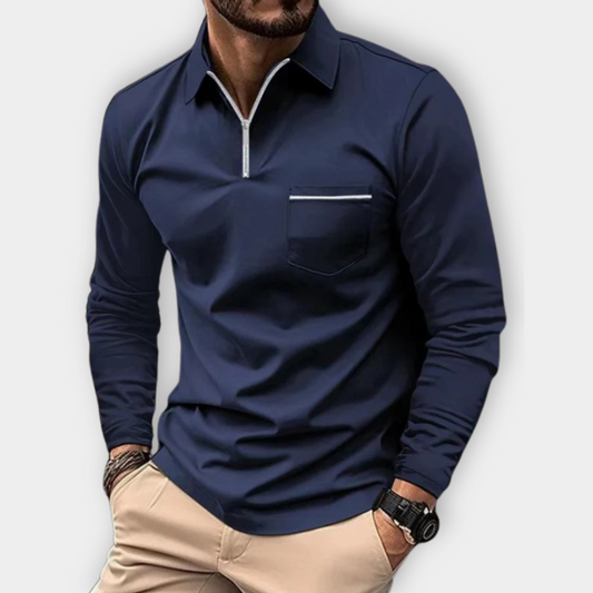 Sleek Zip-Up Collared Shirt