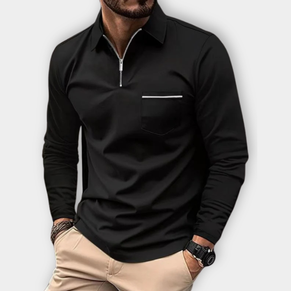 Sleek Zip-Up Collared Shirt