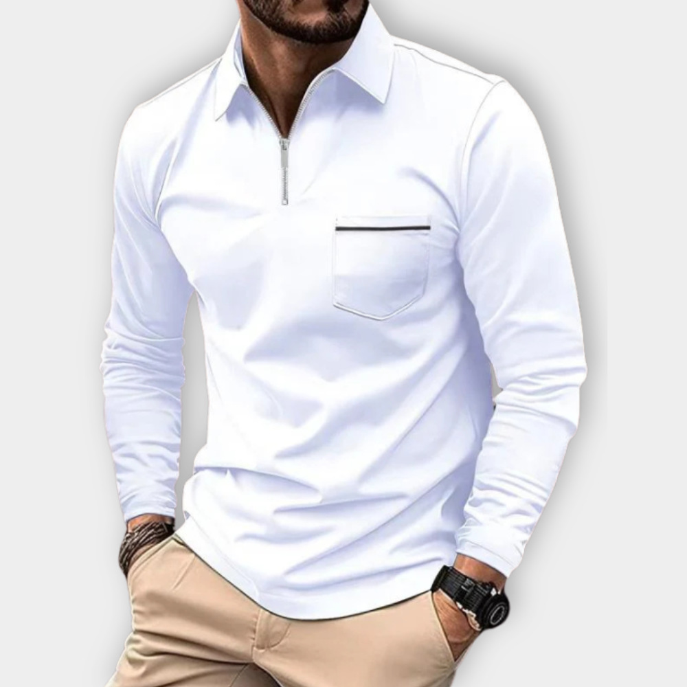 Elegante camisa con cuello y cremallera