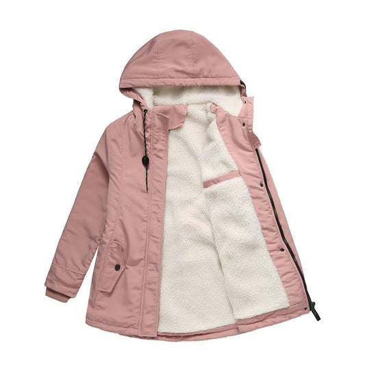 Thick Winter Coat with Hood and Quilted Lining for Winter Warmth