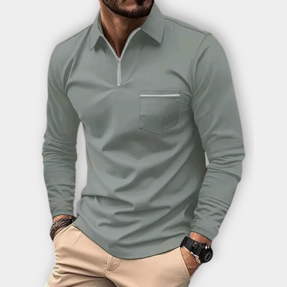 Elegante camisa con cuello y cremallera