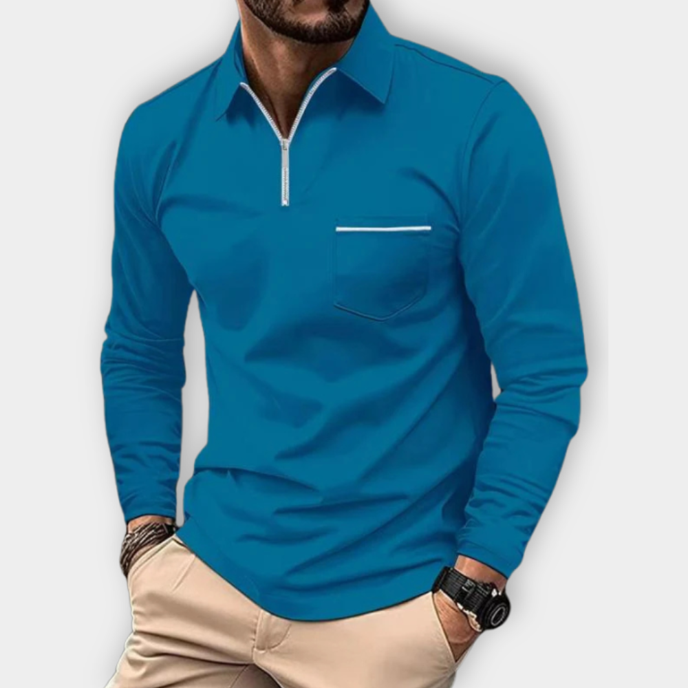 Elegante camisa con cuello y cremallera