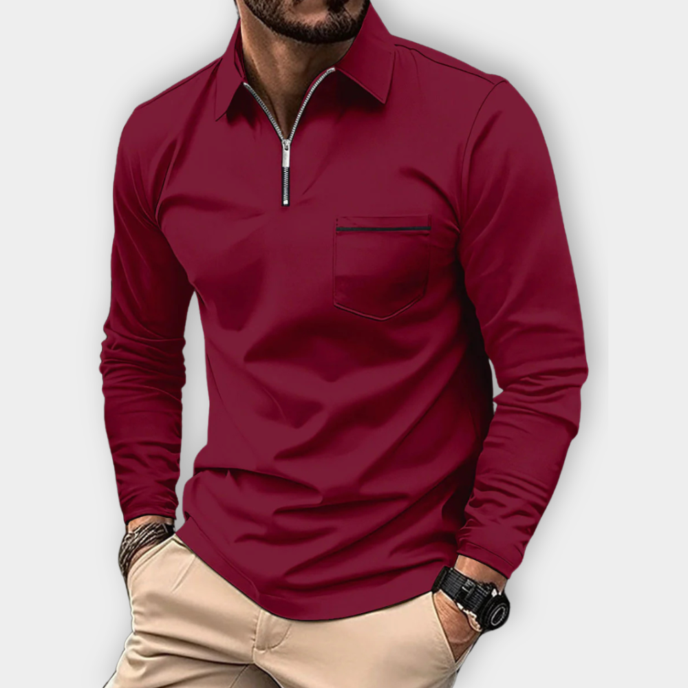 Elegante camisa con cuello y cremallera
