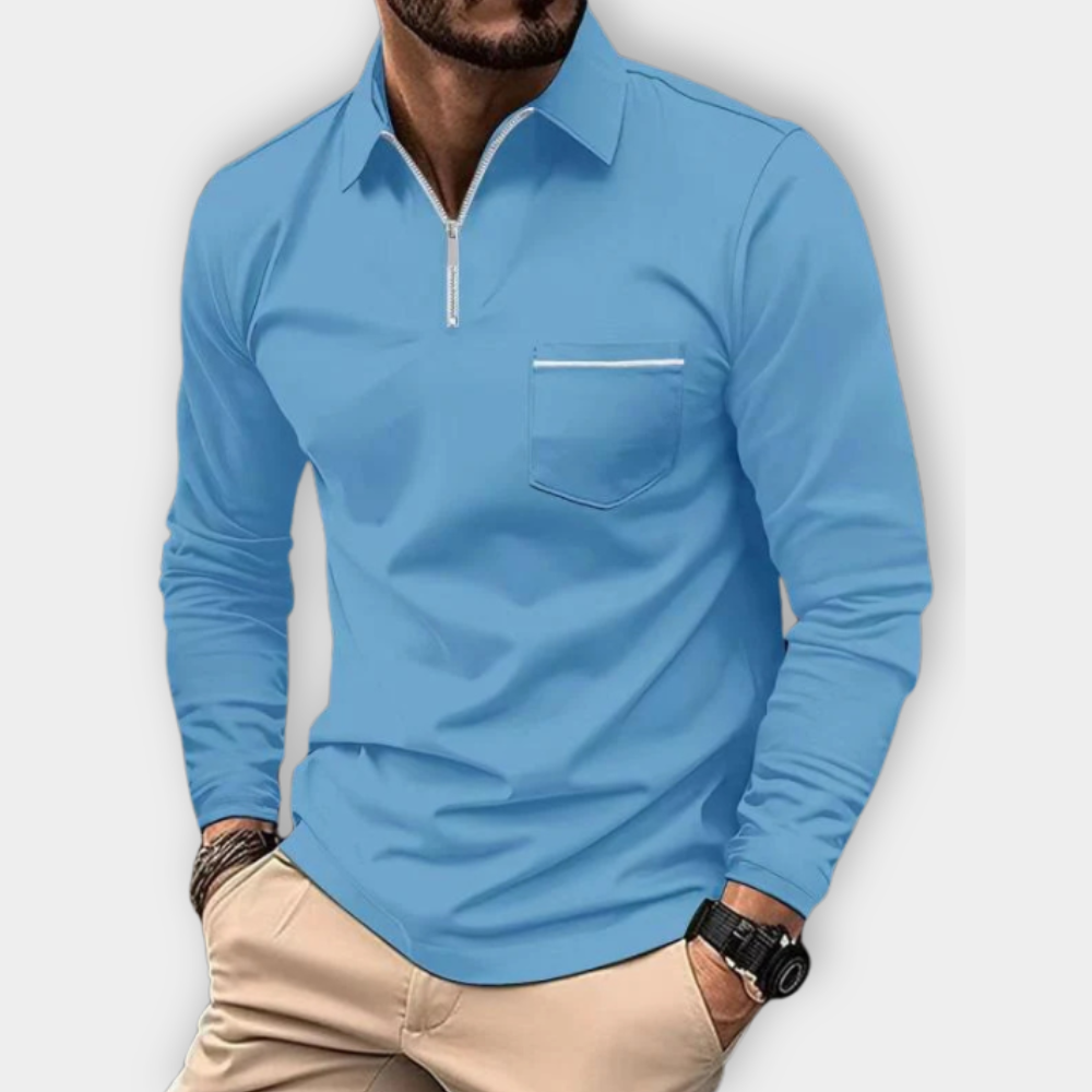 Sleek Zip-Up Collared Shirt