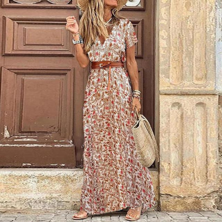 Women’s V-Neck Short Sleeve Maxi Dress
