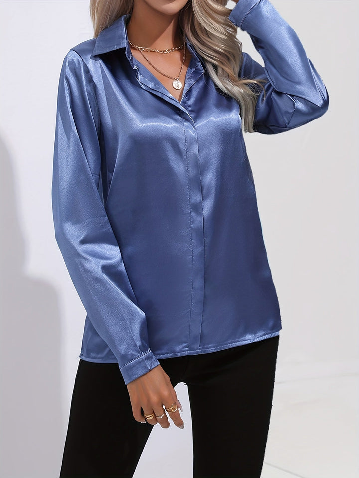Women’s Button Down Long Sleeve Satin Blouses