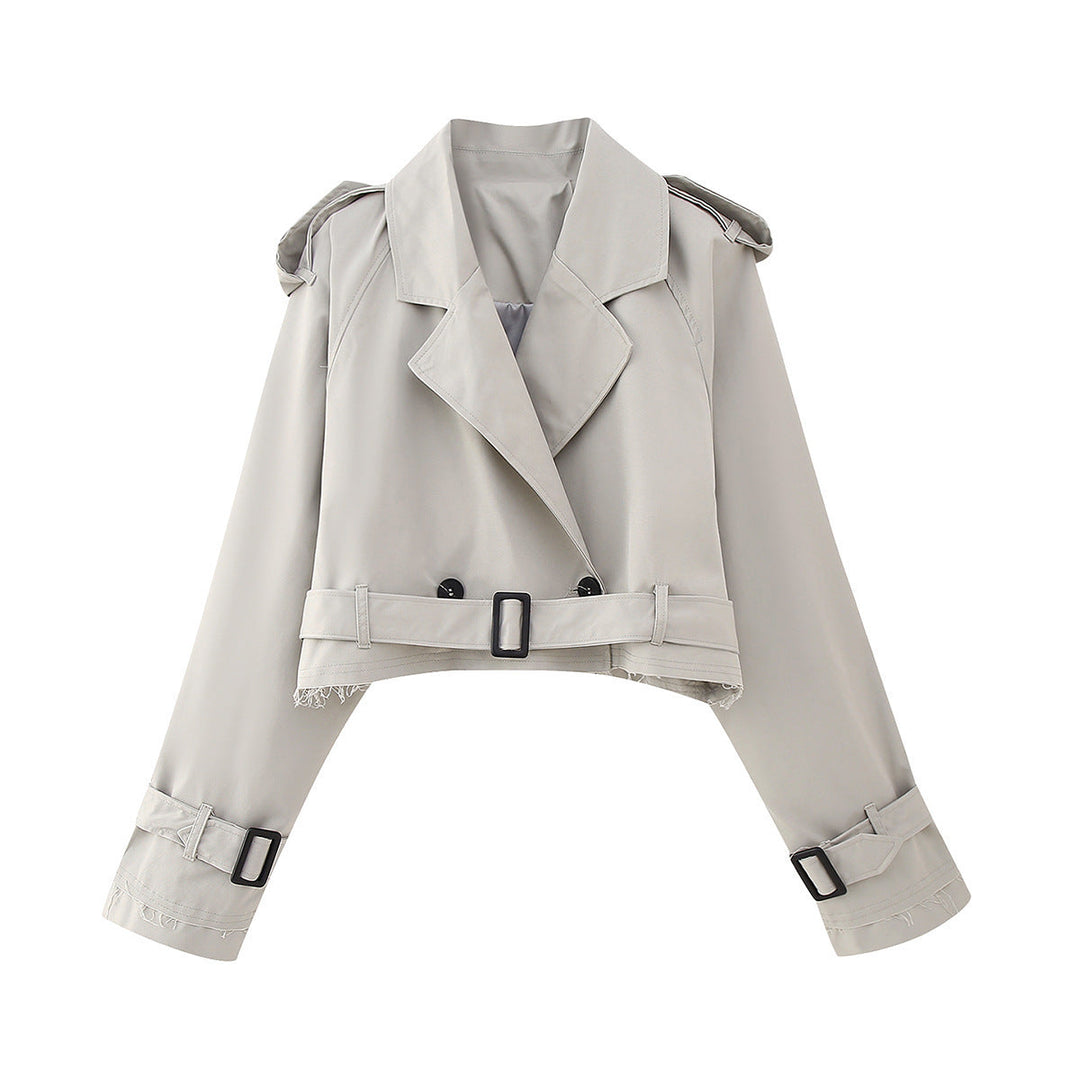 Women’s Stylish Short Double-Breasted Trench Coat